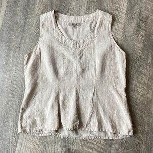 Flax 100% Linen Tank Sleeveless Top Tan Size M